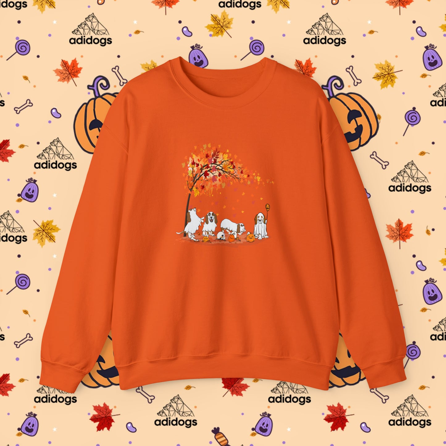 Fall Vibes Basset Hound Halloween Sweatshirts