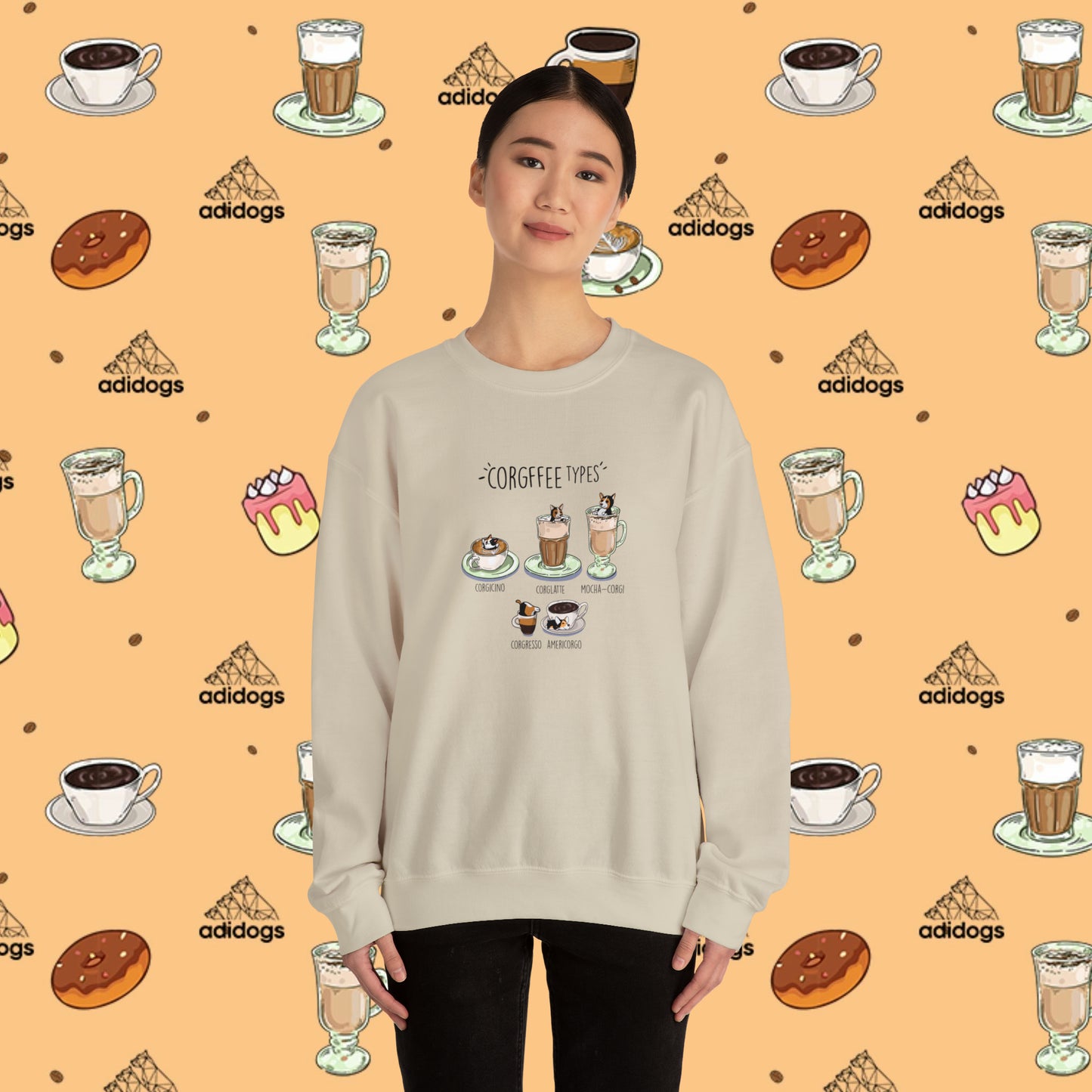 Tri-Color Corgi Lovers Coffee Sweatshirts