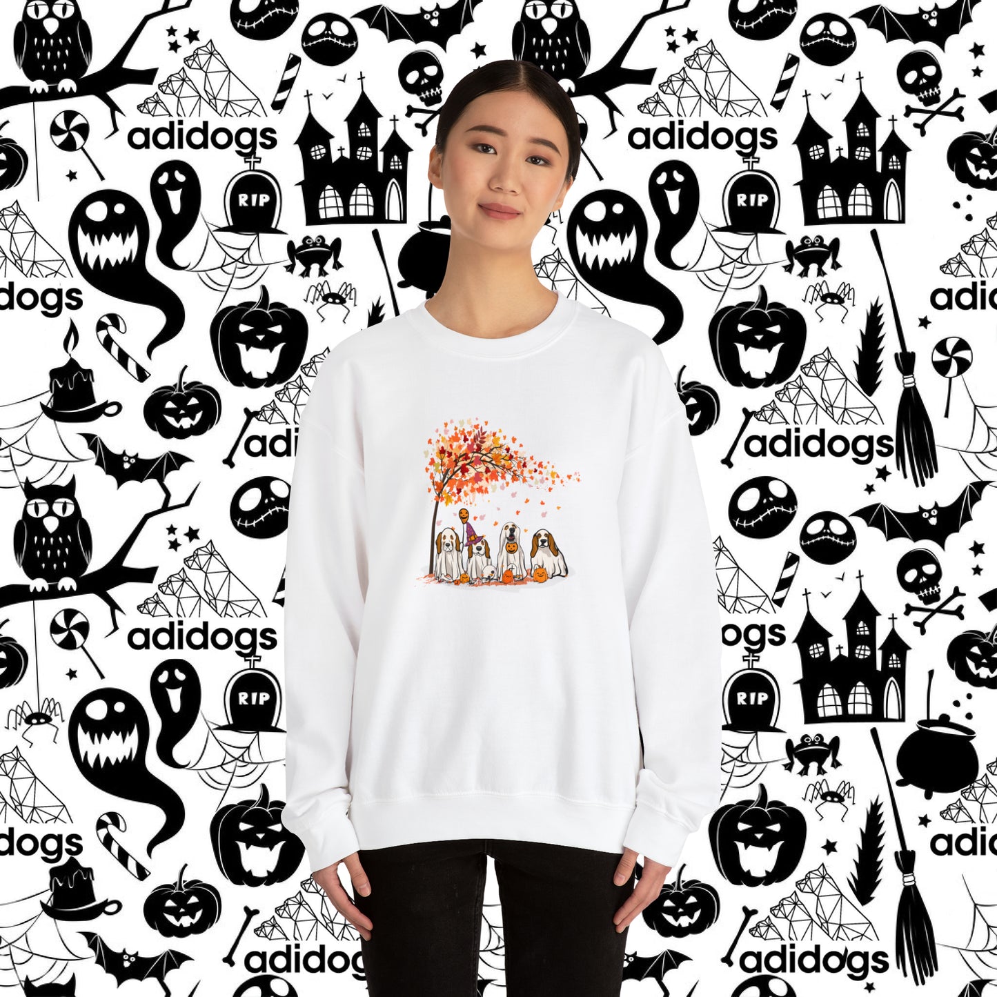 Basset Hound Fall Vibes Halloween Sweatshirts