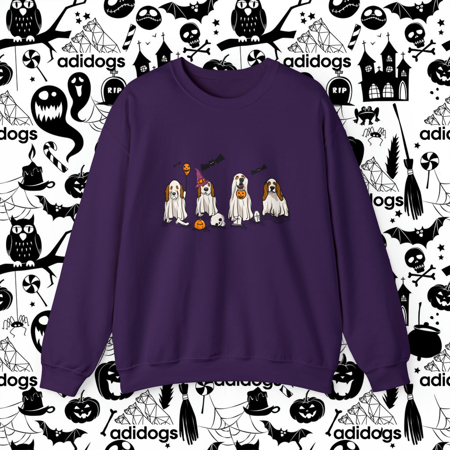 Basset Hound Boo Ghost Halloween Sweatshirts