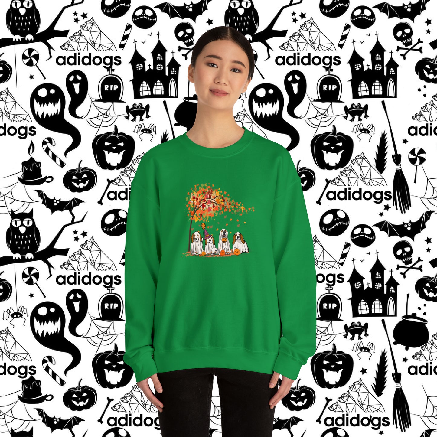 Basset Hound Fall Vibes Halloween Sweatshirts