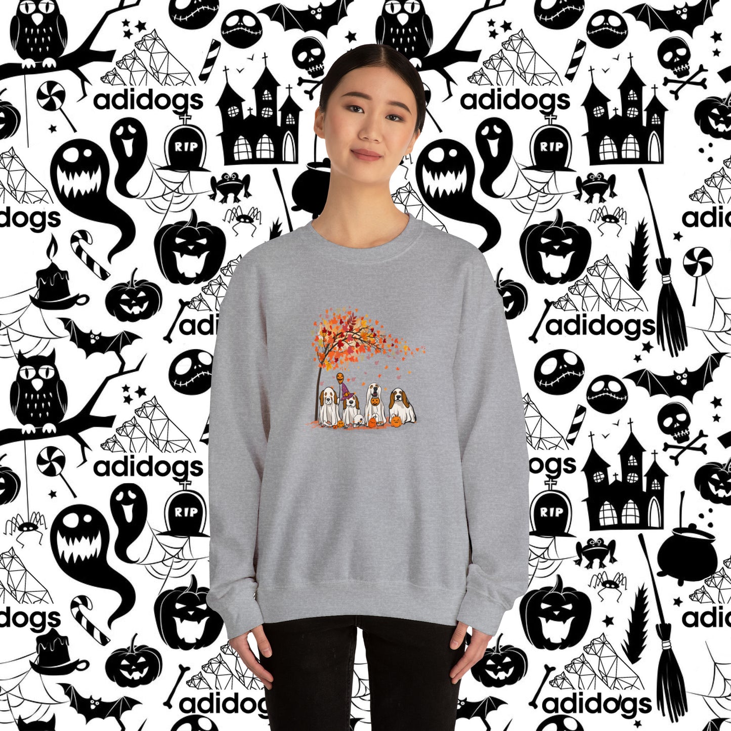 Basset Hound Fall Vibes Halloween Sweatshirts