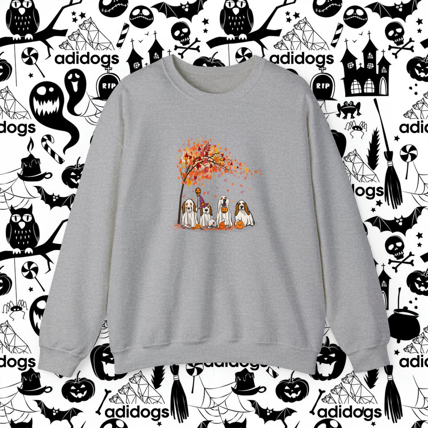 Basset Hound Fall Vibes Halloween Sweatshirts