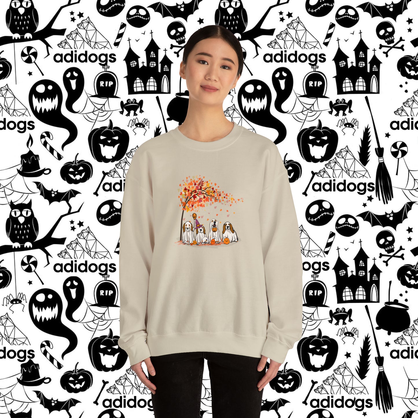 Basset Hound Fall Vibes Halloween Sweatshirts