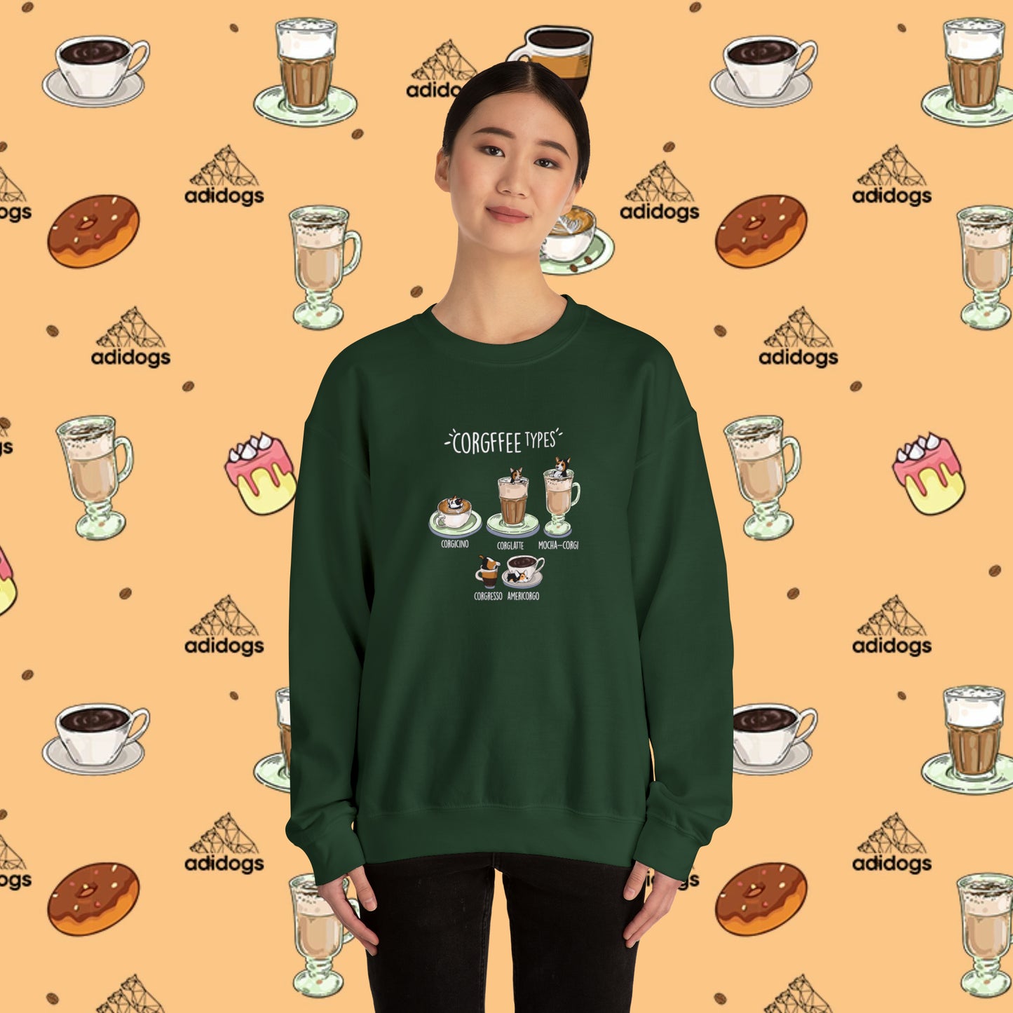 Tri-Color Corgi Lovers Coffee Sweatshirts