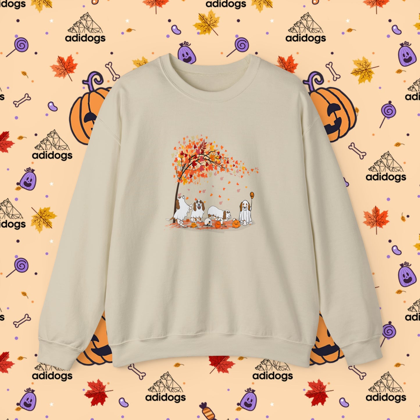 Fall Vibes Basset Hound Halloween Sweatshirts