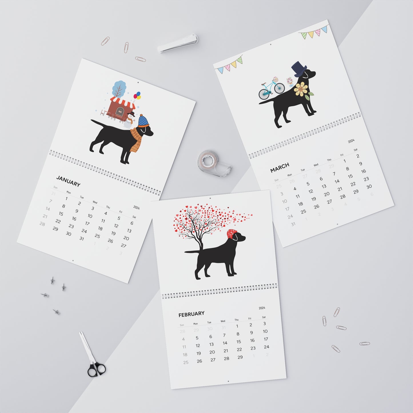 Labrador Wall Calendar 2024