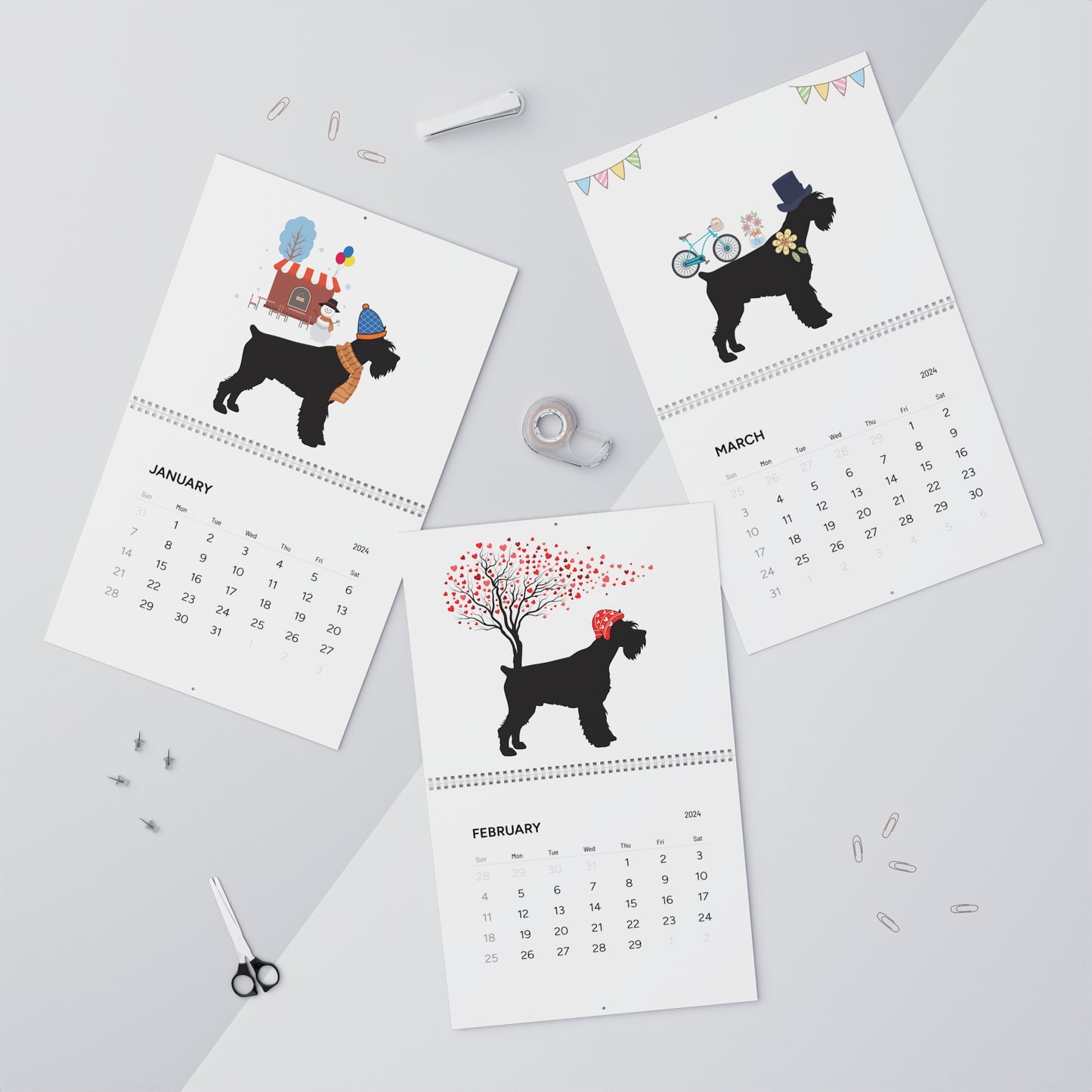 Schnauzer Wall Calendar 2024