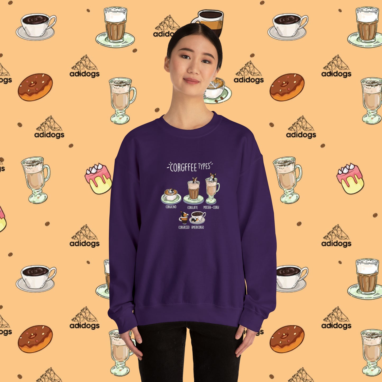 Tri-Color Corgi Lovers Coffee Sweatshirts