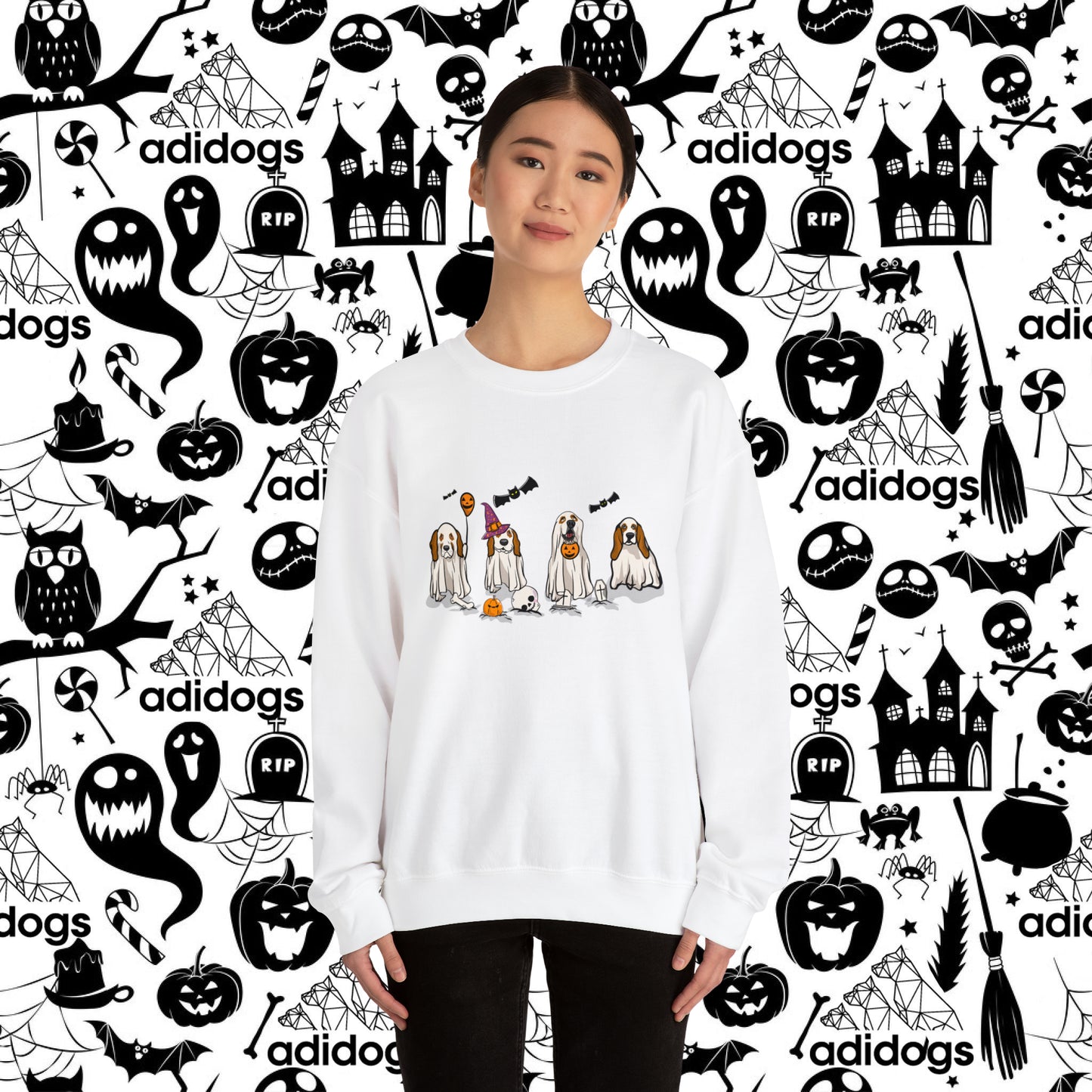 Basset Hound Boo Ghost Halloween Sweatshirts