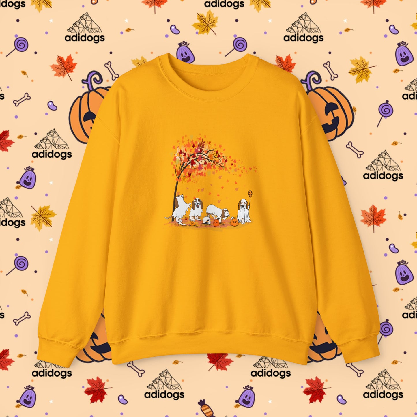 Fall Vibes Basset Hound Halloween Sweatshirts