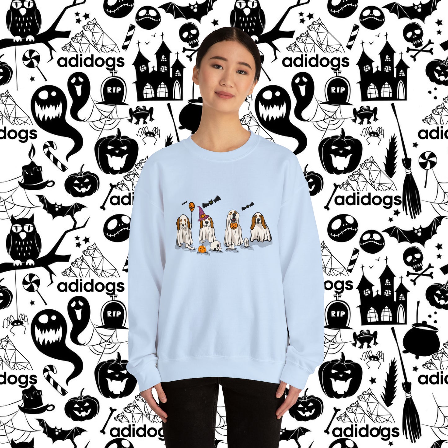 Basset Hound Boo Ghost Halloween Sweatshirts