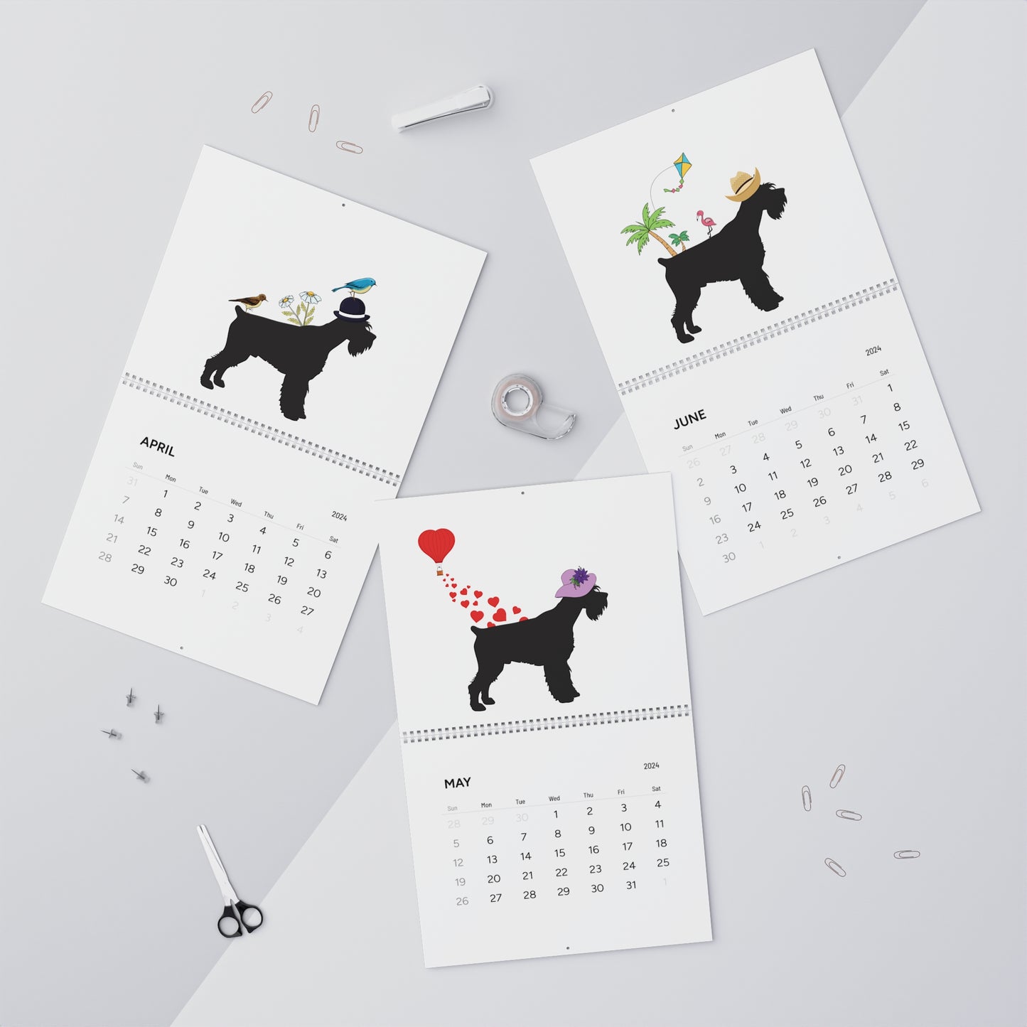 Schnauzer Wall Calendar 2024