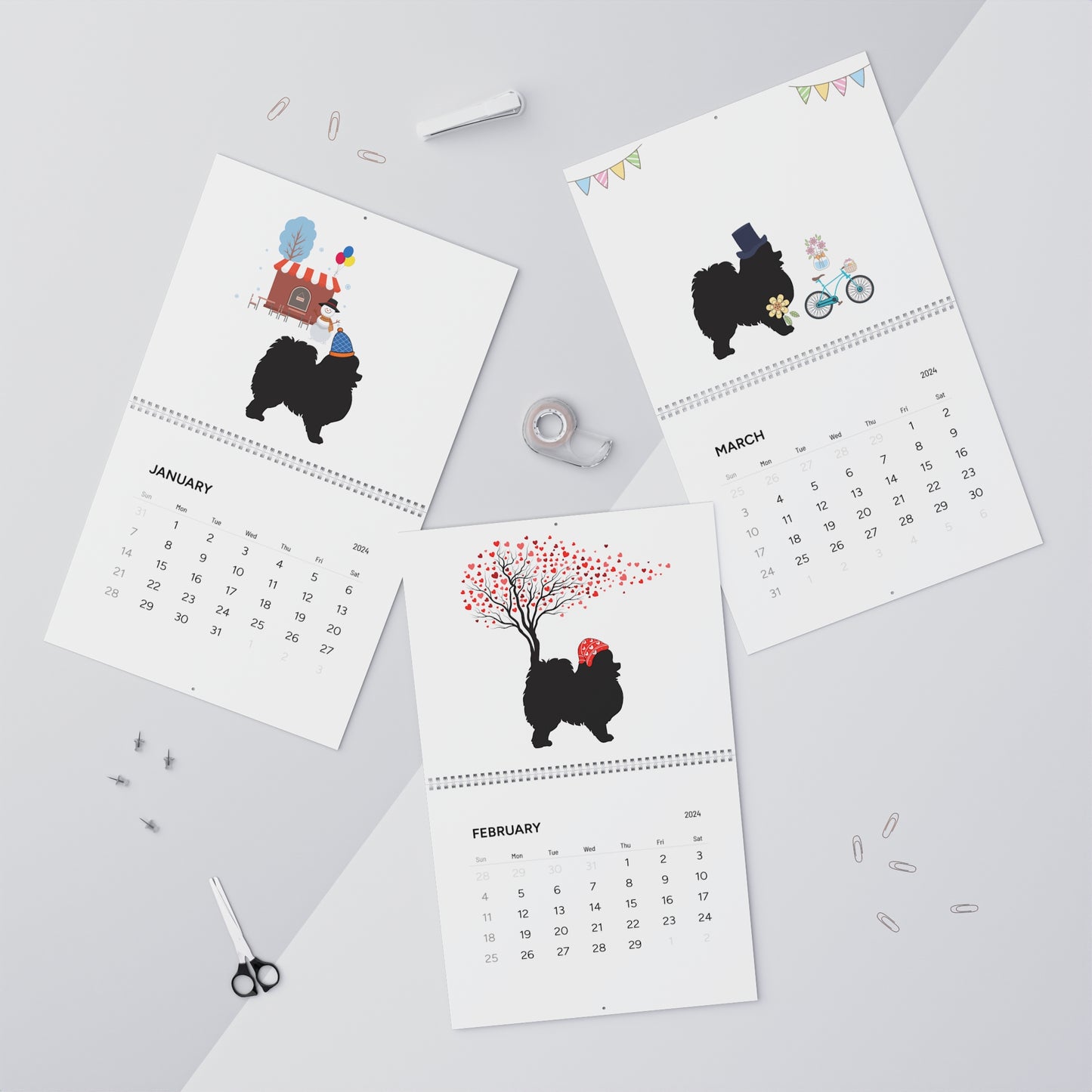 Pomeranian Wall Calendar 2024