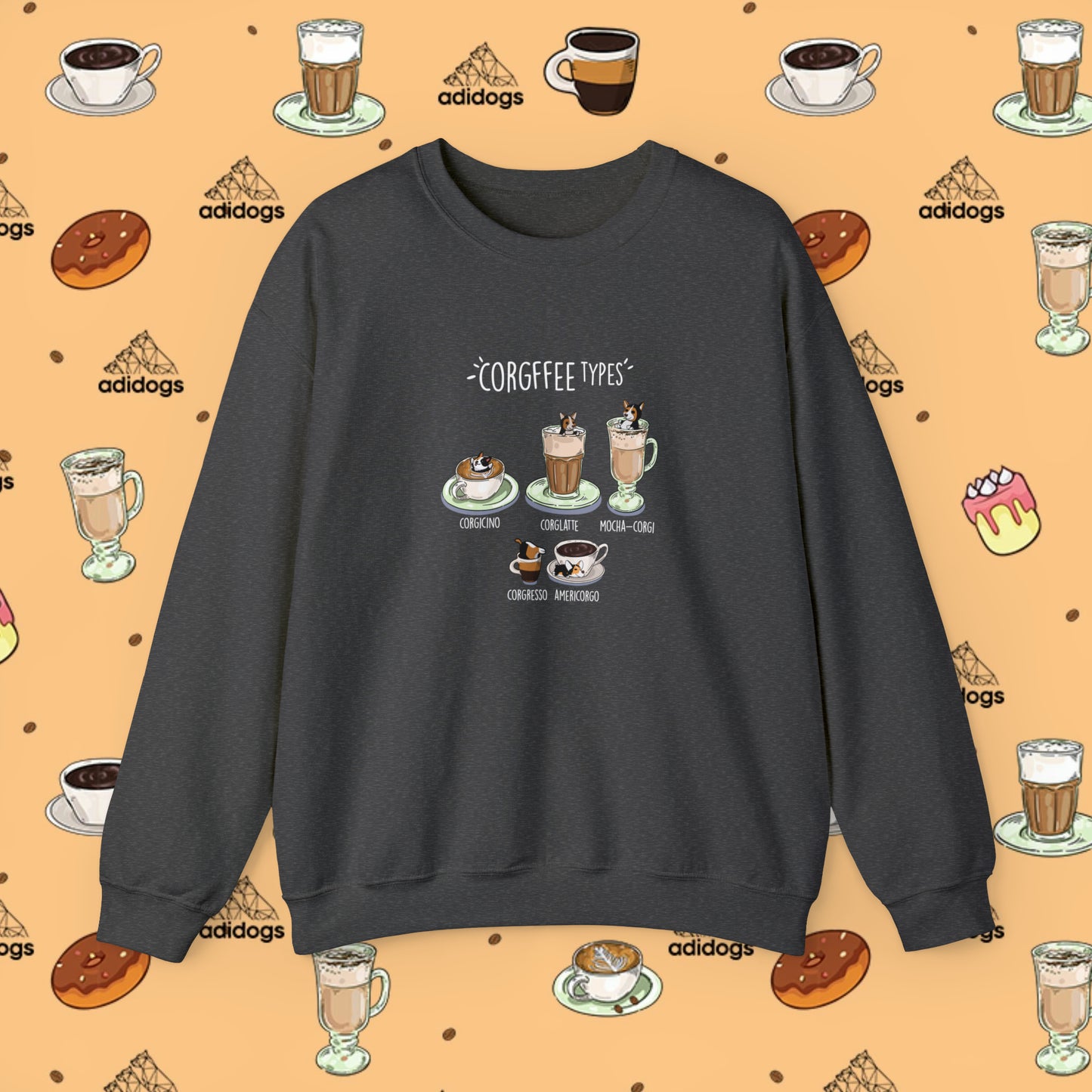 Tri-Color Corgi Lovers Coffee Sweatshirts