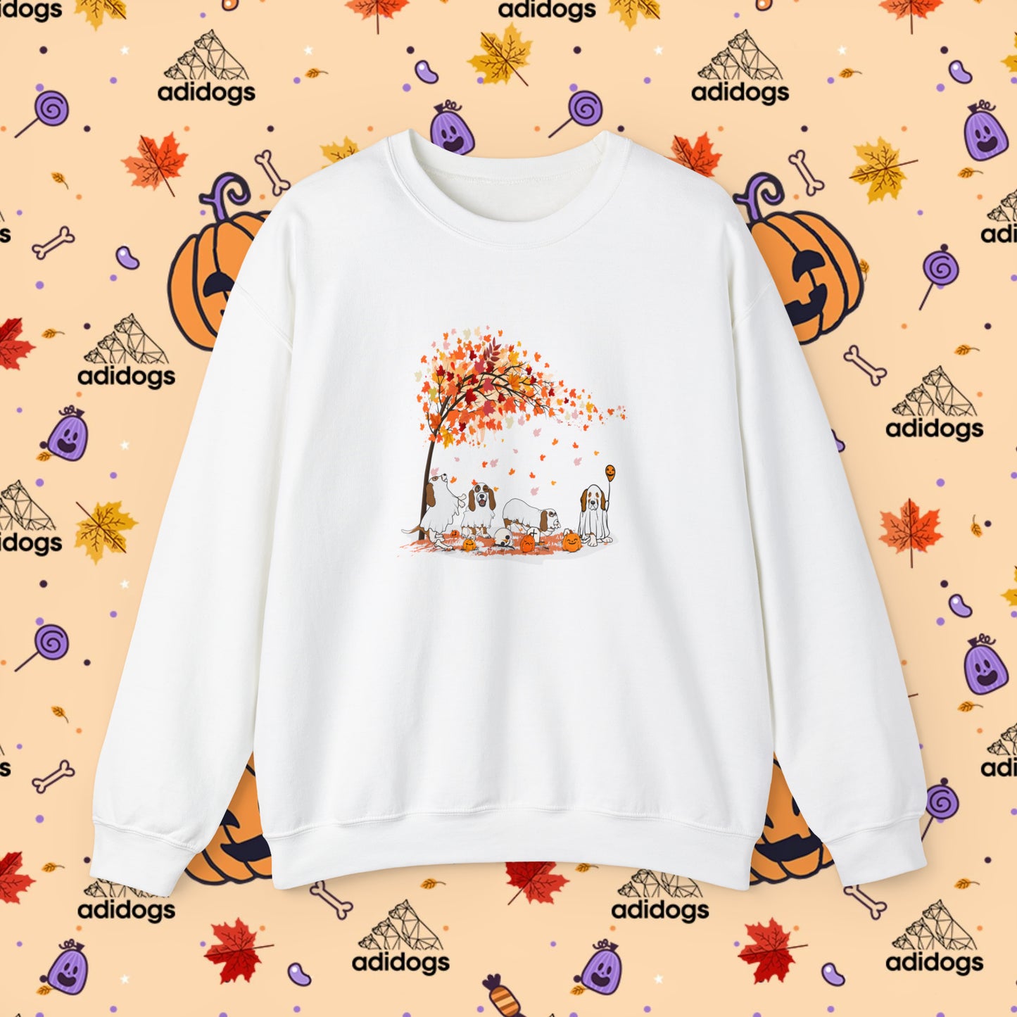 Fall Vibes Basset Hound Halloween Sweatshirts