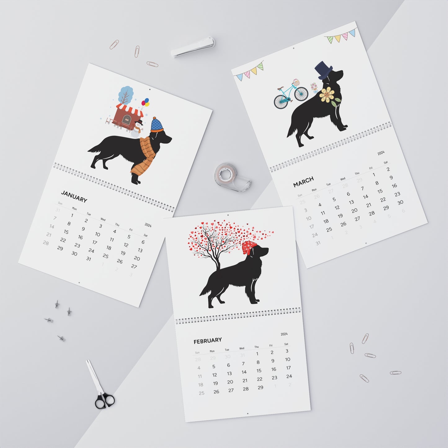 Golden Retriever Wall Calendar 2024