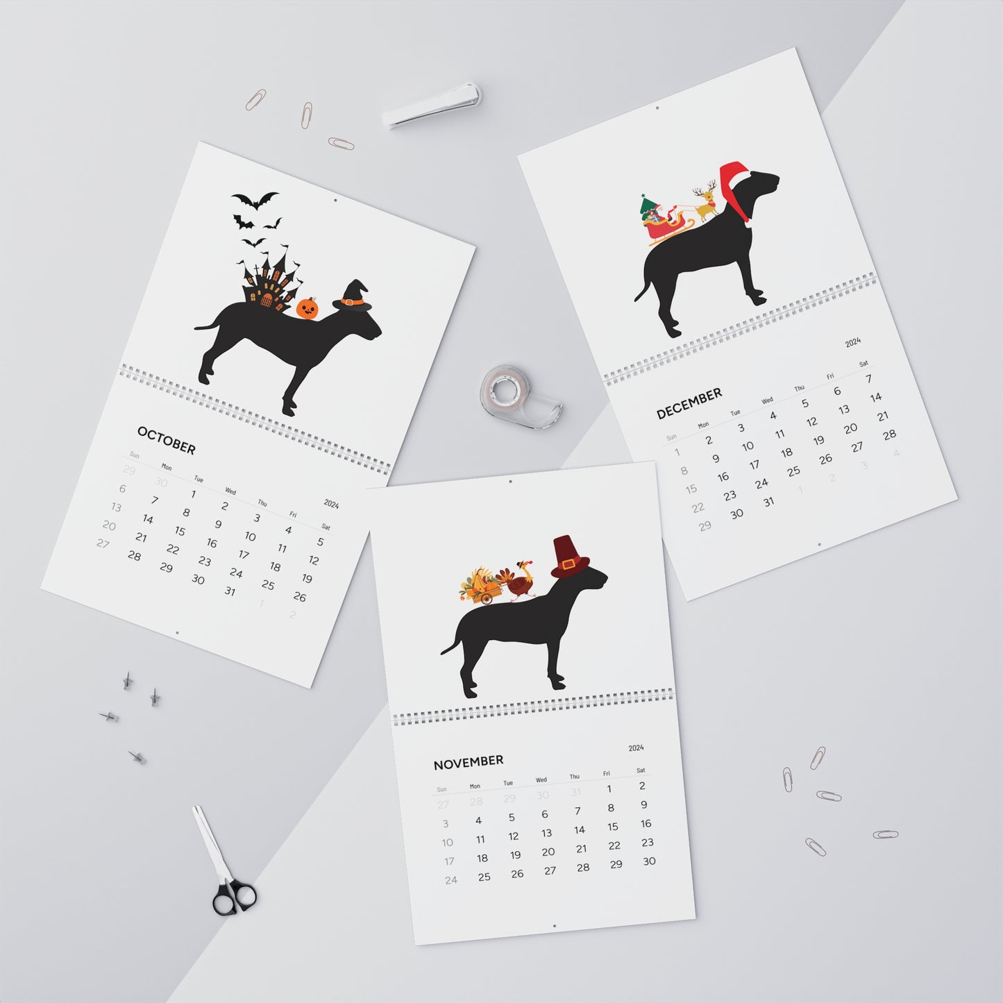 Bull Terrier Wall Calendar 2024