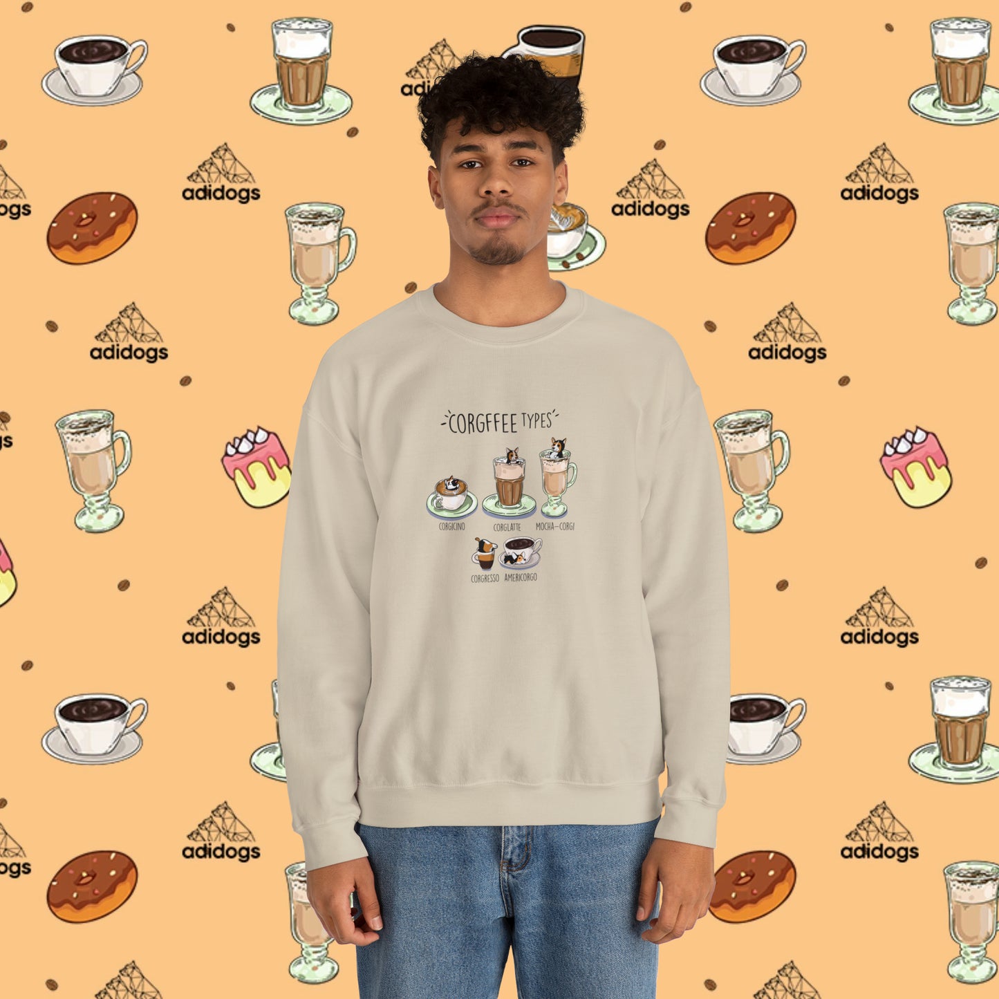 Tri-Color Corgi Lovers Coffee Sweatshirts