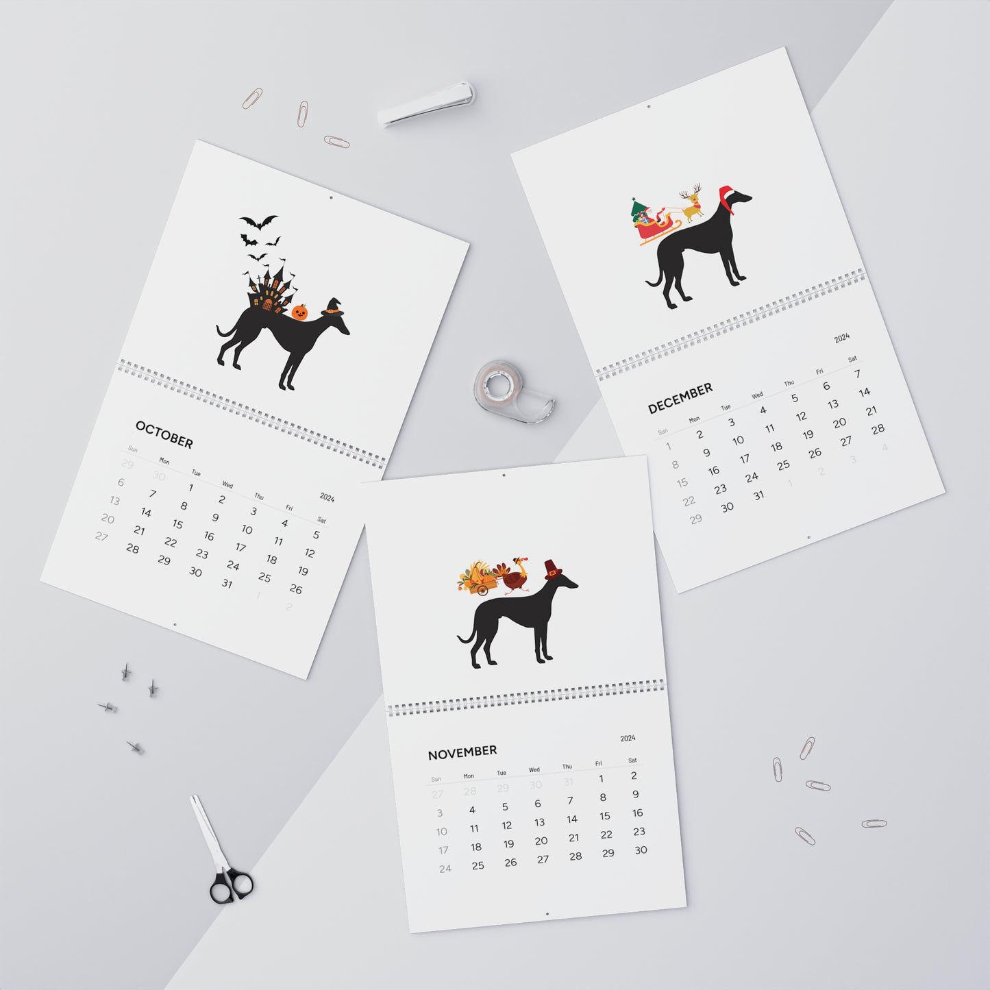 Whippet Wall Calendar 2024