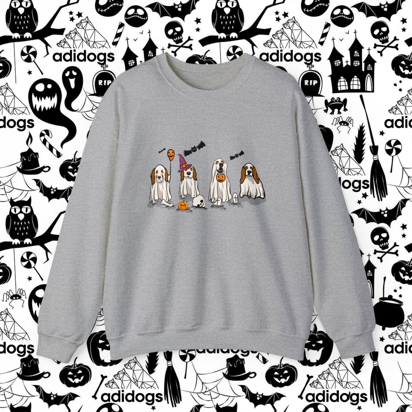 Basset Hound Boo Ghost Halloween Sweatshirts