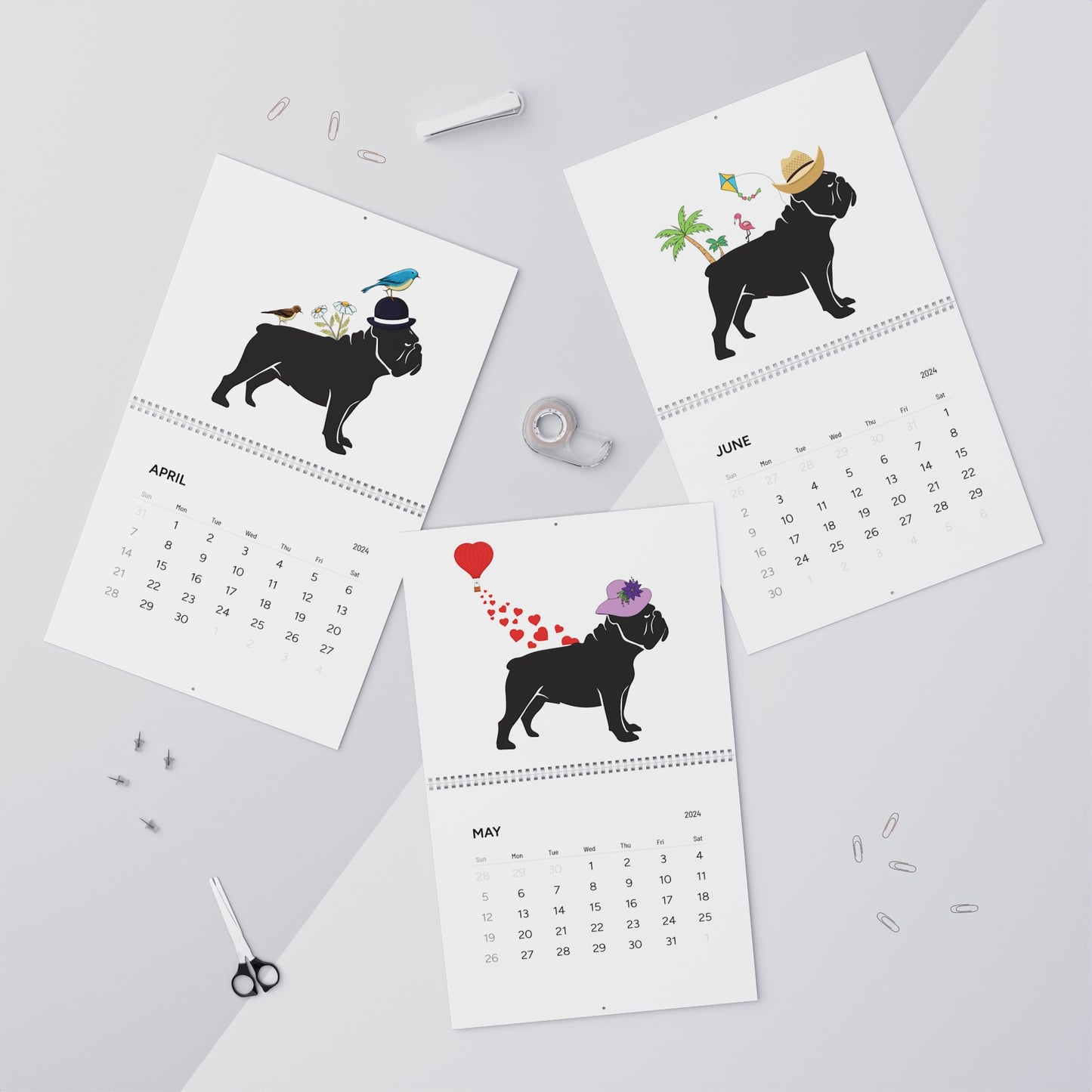 Bulldog Wall Calendar 2024