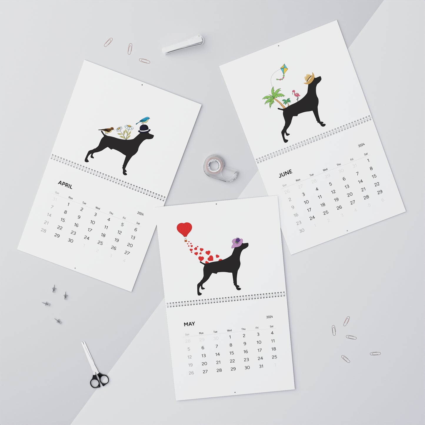 Weimaraner Wall Calendar 2024