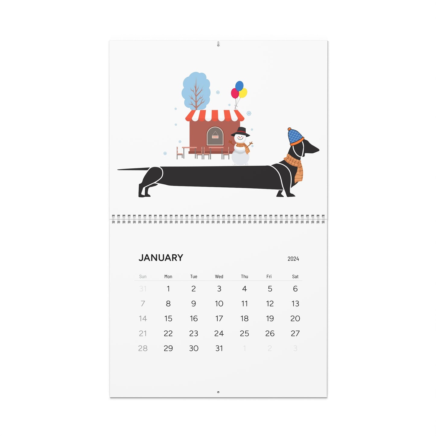 Dachshund Wall Calendar 2024