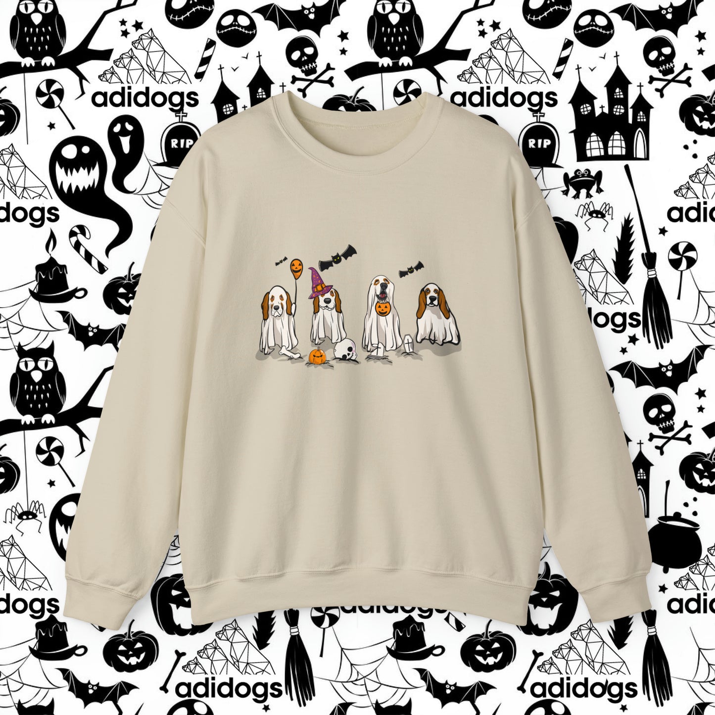 Basset Hound Boo Ghost Halloween Sweatshirts