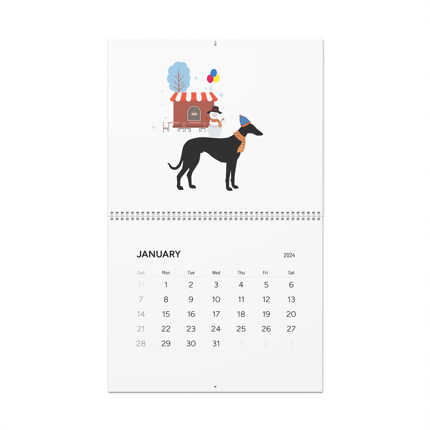 Whippet Wall Calendar 2024