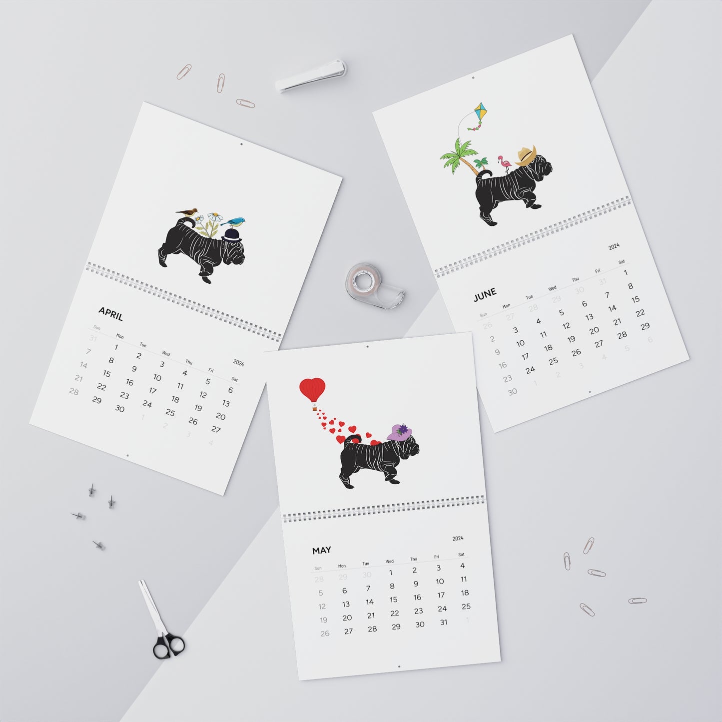 Shar Pei Wall Calendar 2024