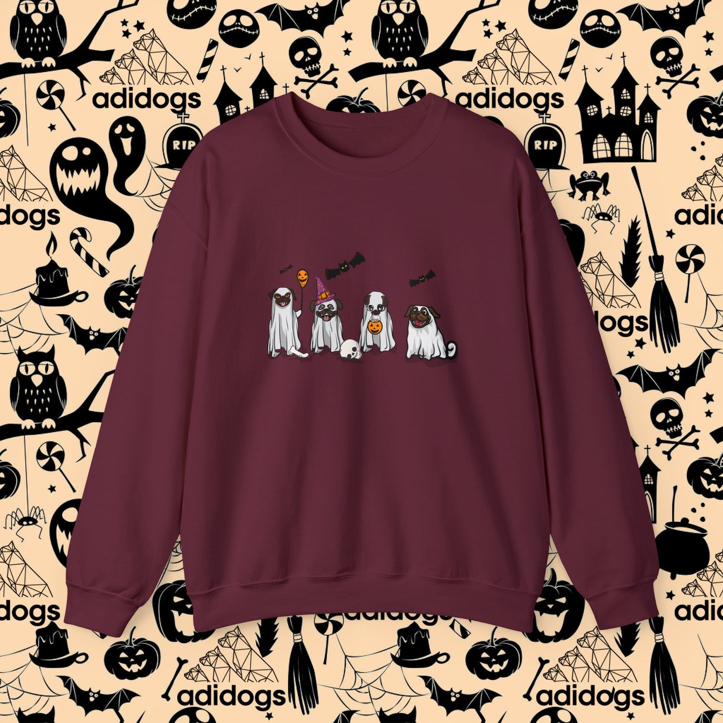 Pug Boo Ghost Halloween Sweatshirts