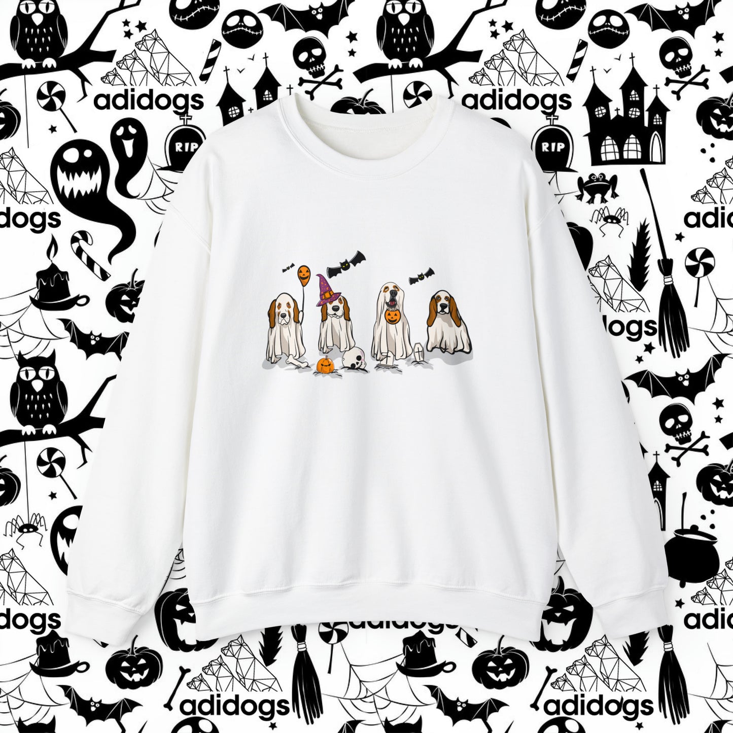 Basset Hound Boo Ghost Halloween Sweatshirts