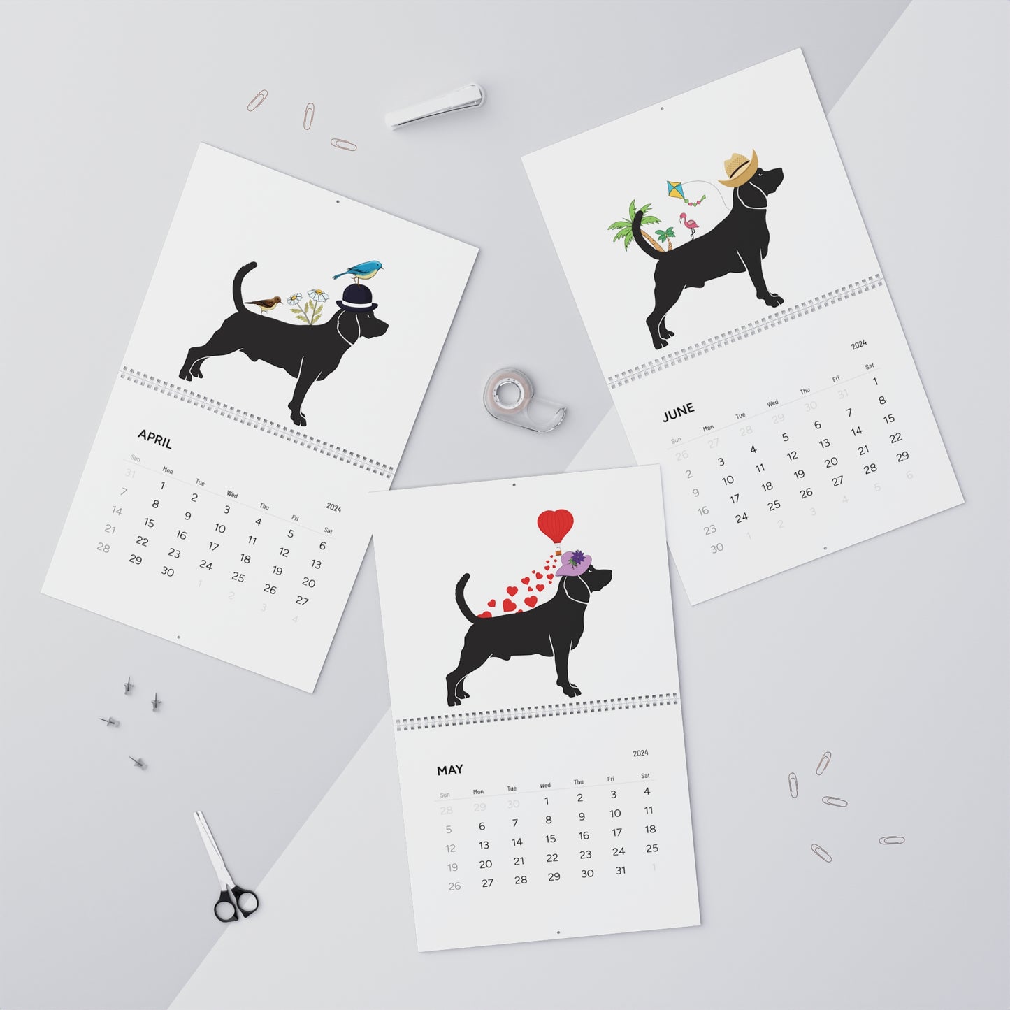 Beagle Wall Calendar 2024