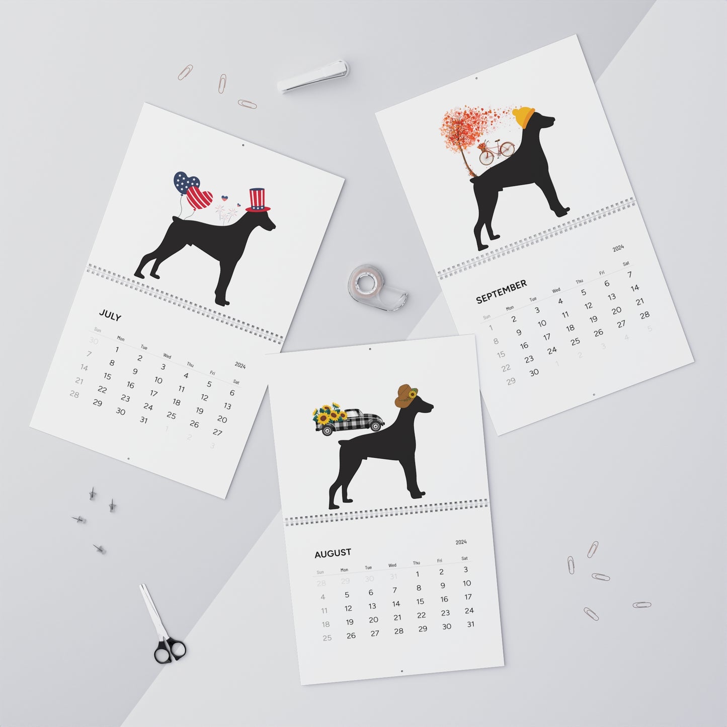 Doberman Wall Calendar 2024