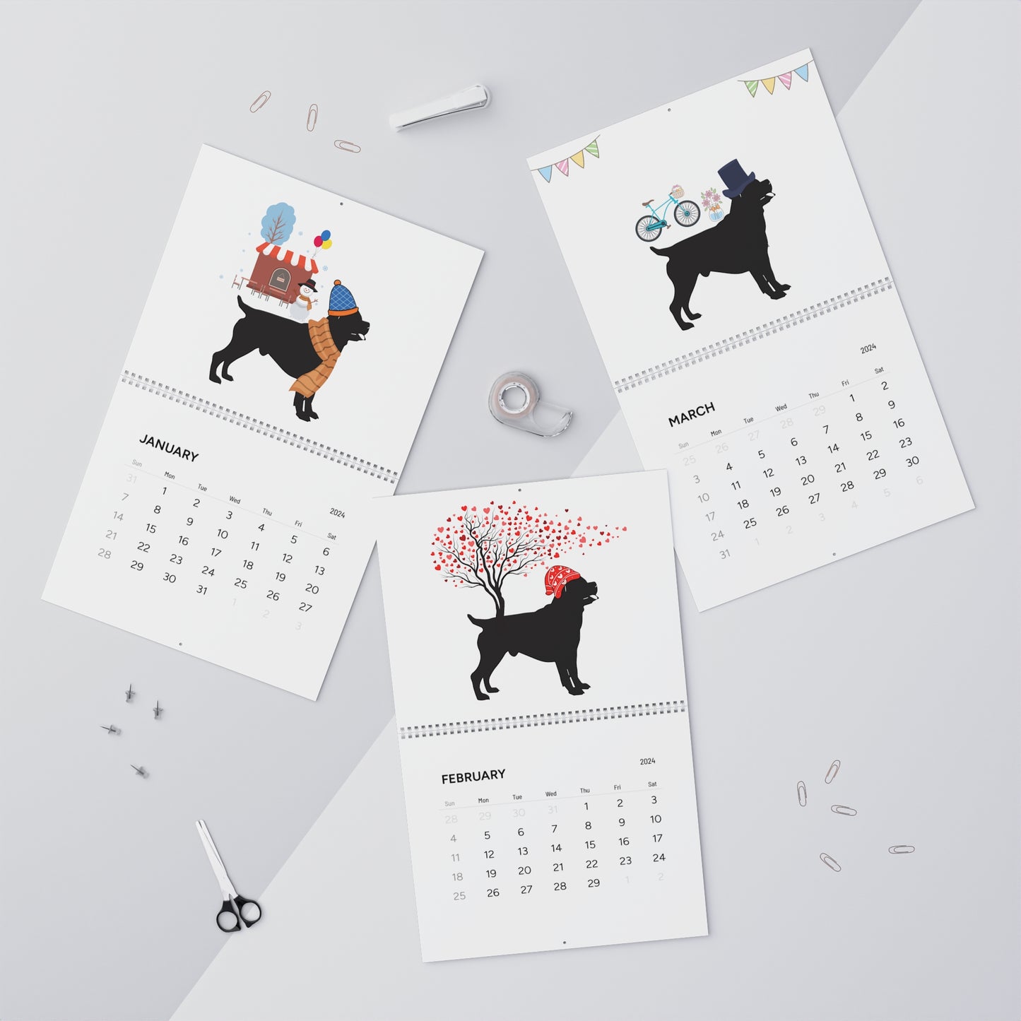 Rottweiler Wall Calendar 2024