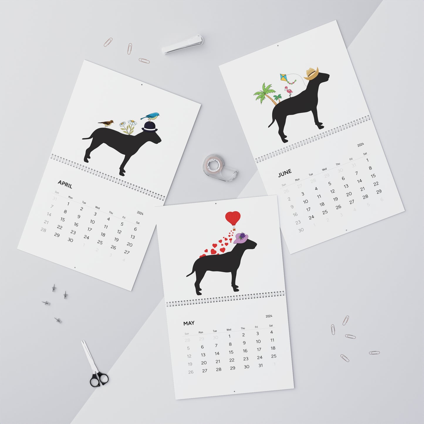 Bull Terrier Wall Calendar 2024