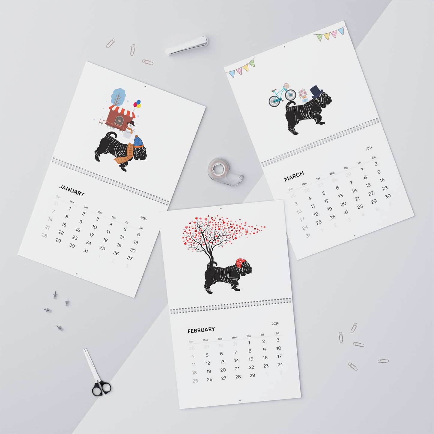 Shar Pei Wall Calendar 2024