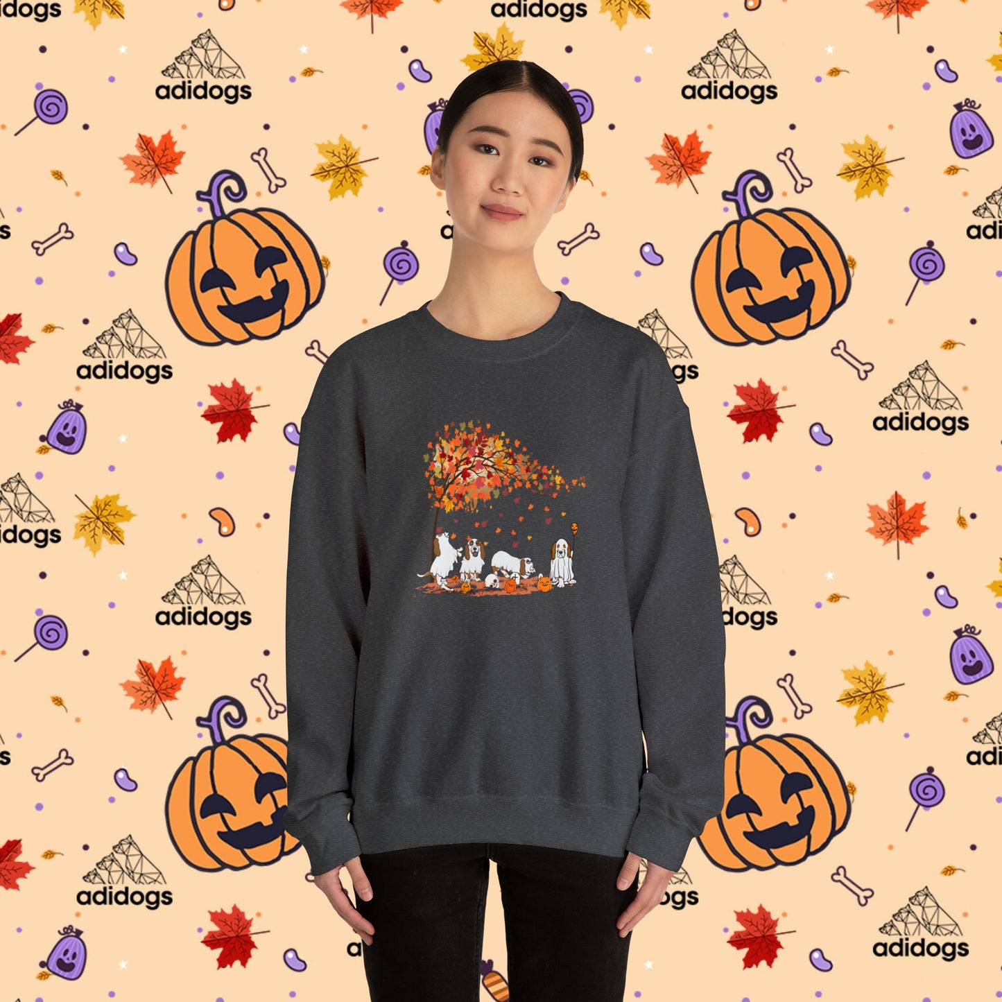 Fall Vibes Basset Hound Halloween Sweatshirts