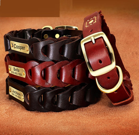 Braided Leather Dog Collar