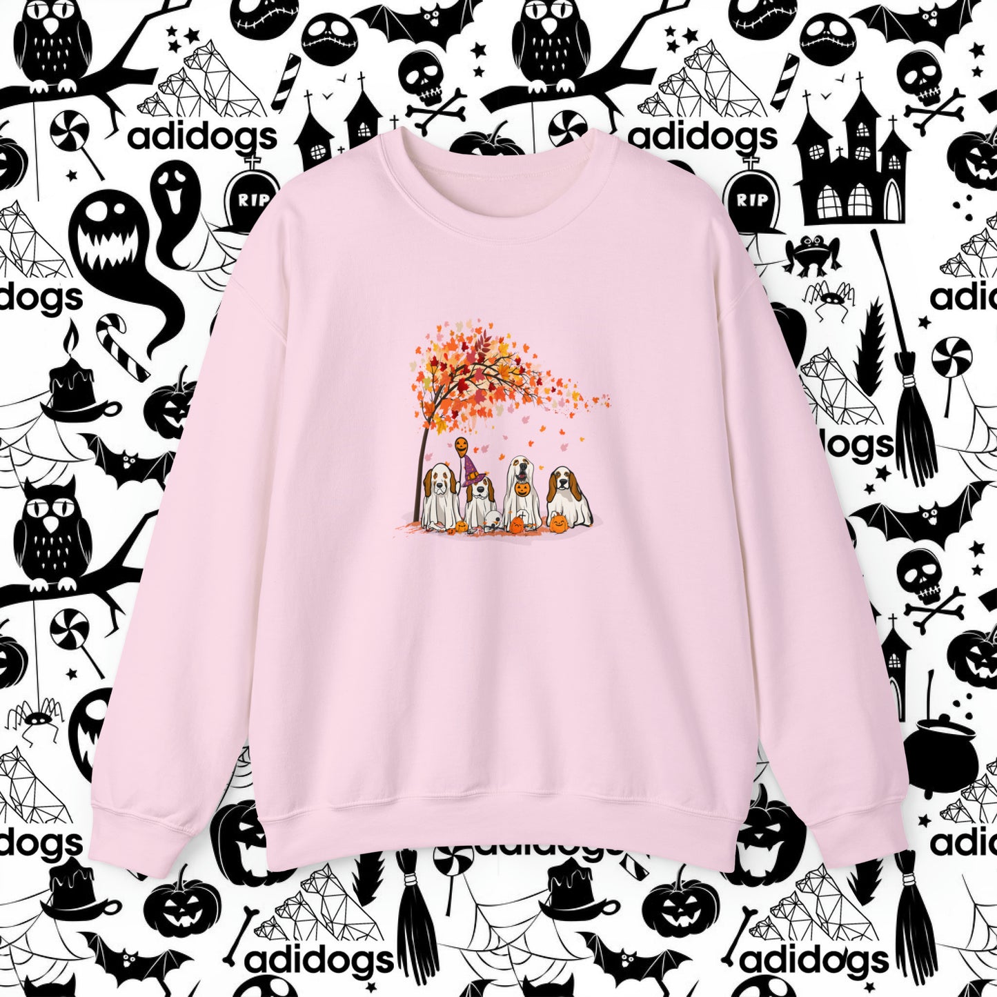 Basset Hound Fall Vibes Halloween Sweatshirts