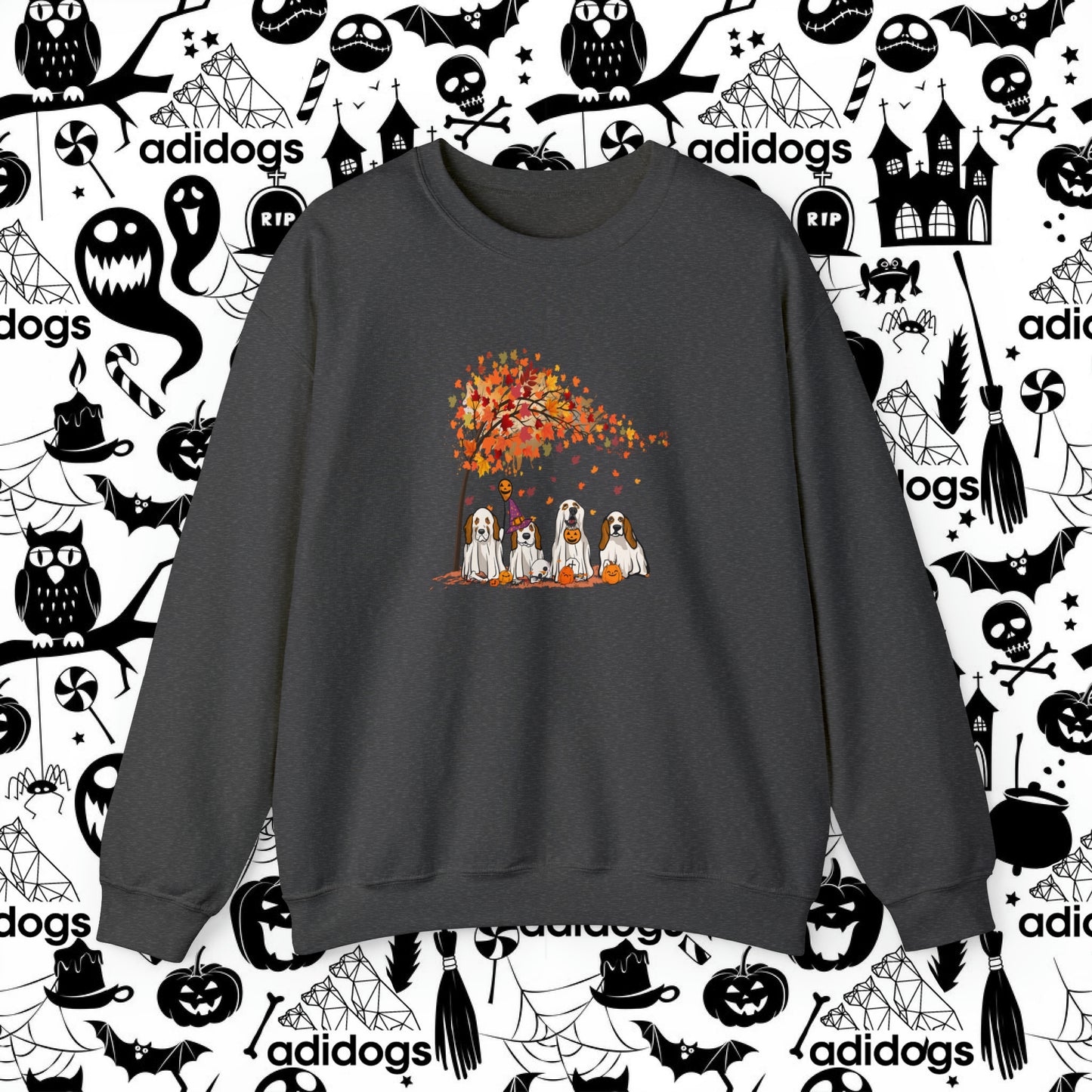 Basset Hound Fall Vibes Halloween Sweatshirts