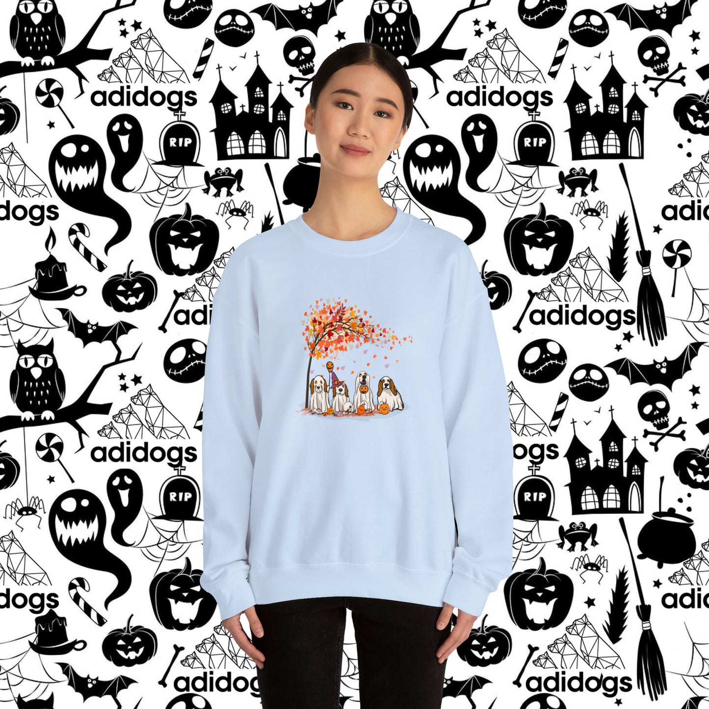 Basset Hound Fall Vibes Halloween Sweatshirts