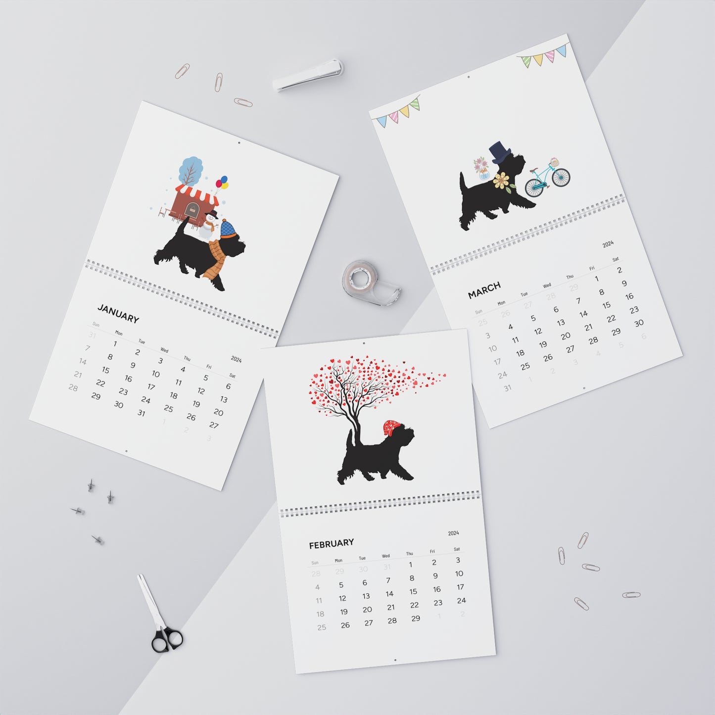 Westie Wall Calendar 2024