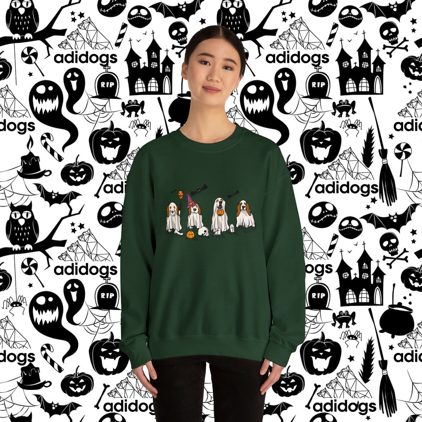 Basset Hound Boo Ghost Halloween Sweatshirts