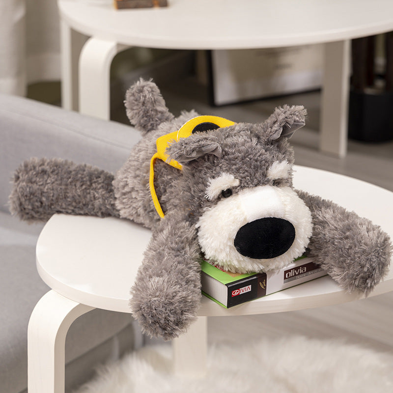 Schnauzer With Backpack Plush Doll