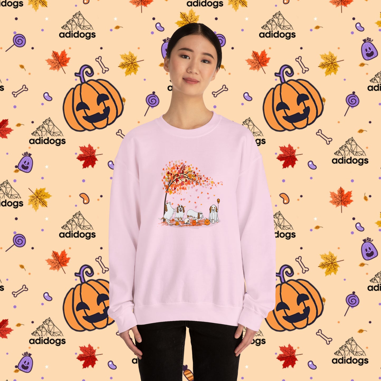 Fall Vibes Basset Hound Halloween Sweatshirts