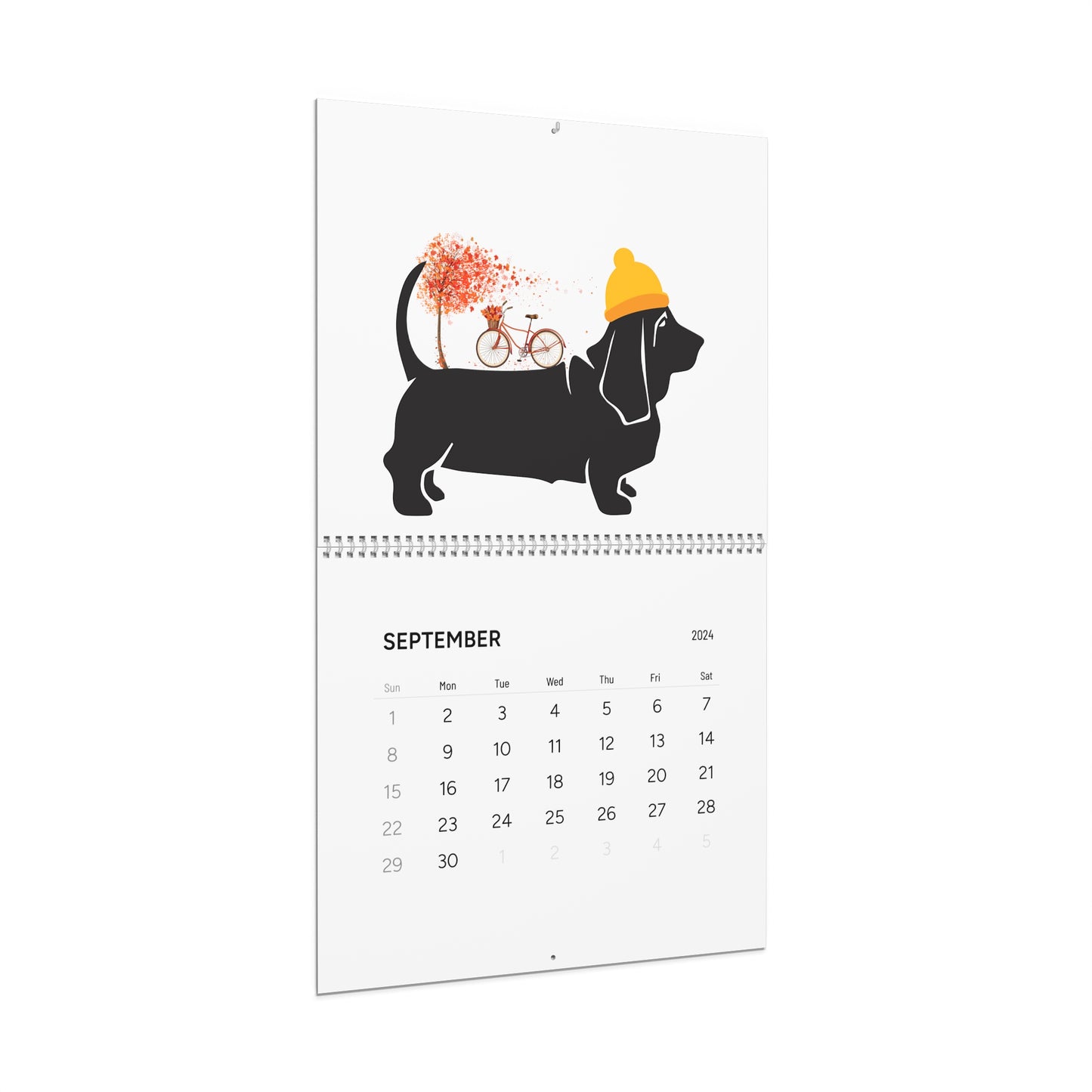 Basset Hound Wall Calendar 2024