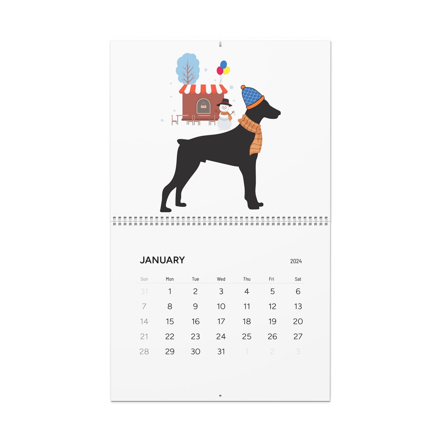 Doberman Wall Calendar 2024