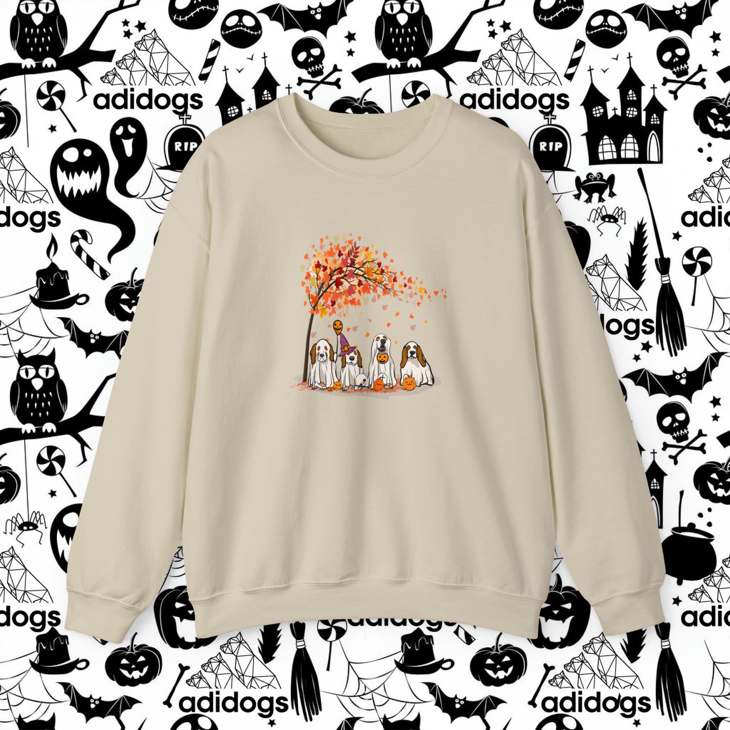 Basset Hound Fall Vibes Halloween Sweatshirts